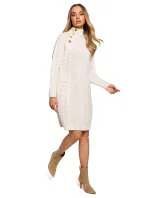 Dámské svetrové šaty M635 béžové - Made Of Emotion