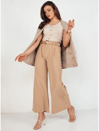 Dámské kalhoty se širokými nohavicemi ALZUR béžová FashionStreet UY1897