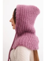 Dámská čepice s kapucí z jemným vzorem se šňůrkami fialový