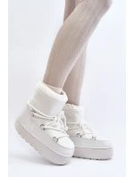 Dámské bílé zimní boty s vázáním Toolsa