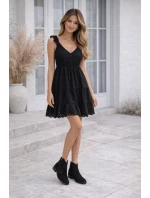 Dámské otevřené kotníkové boty na nízkém podpatku S.Barski HY61-8026 Černé