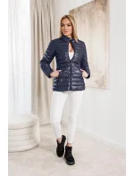 Tmavě modrá dámská prošívaná bunda s kapucí (16M9106-215) Tmavě modrá dámská prošívaná bunda s kapucí (16M9106-215)