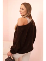 Svetr dámský s výstřihem do V a knoflíky hnědý Svetr dámský s výstřihem do V a knoflíky hnědý