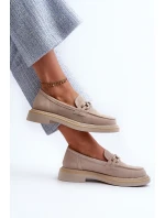 Semišové dámské mokasíny S.Barski HX52-222 Béžová