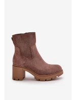Dámské botky na podpatku na zip eko semišové hnědé Rashmi