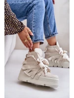 Kožené Dámské Tenisky Na Masivní Platformě Béžové CheBello 4561 Kožené Dámské Tenisky Na Masivní Platformě Béžové CheBello 4561