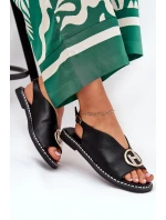 Ploché Elegantní Sandály S Dekorací Černé Iseliria Ploché Elegantní Sandály S Dekorací Černé Iseliria