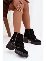 Kožené dámské kotníkové boty s obráceným lemem Maciejka 07145-01 Černé