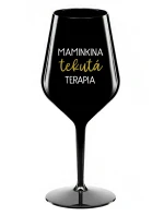 MAMINKINA TEKUTÁ TERAPIA  - čierny nerozbitný pohár na víno 470 ml