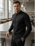 Pánská neformální černá košile SLIM FIT se stojáčkem FashionStreet DX2597