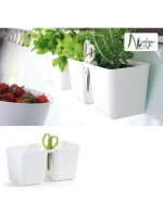 Květináč s bylinkami TWINS CUBE WITH CUTLERY WHITE