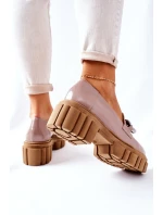 Dámské Boty Loafers Kůže Cappuccino Laura Messi 2339