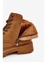 Kožené Ocouvané Botky Trapery Camel Felizia