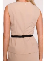 S427 Peplum šaty - béžové