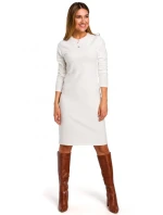 S178 Svetrové šaty s dlouhým rukávem - ecru barva