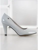 Stylové šedo-stříbrné dámské lodičky na jehlovém podpatku Stylové šedo-stříbrné dámské lodičky na jehlovém podpatku