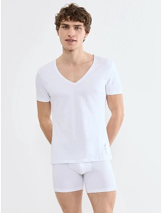Pánské tričko SLG Base V Neck Shirt bílé White - SLOGGI