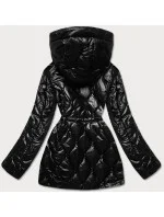 Černá dámská bunda s ozdobnou podšívkou (BH2182) Černá dámská bunda s ozdobnou podšívkou (BH2182)