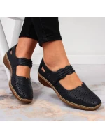 Rieker W RKR139 tmavě modrá kožená polobotka