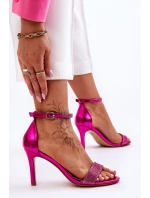 Dámské sandály na vysokém podpatku s kamínky Fuchsie Perfecto Dámské sandály na vysokém podpatku s kamínky Fuchsie Perfecto