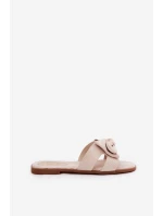 Plné Dámské Pantofle S Mašlí Béžové Tobin