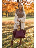 619-1 Pohodlný a elegantní žebrovaný dámský overal s výstřihem - moka pěna 619-1 Pohodlný a elegantní žebrovaný dámský overal s výstřihem - moka pěna