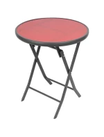 SADA BALKONOVÉHO NÁBYTKU KULATÝ STŮL A 2 SKLÁDACÍ ŽIDLE ČERVENÁ