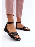 Zazoo 40378 Ploché Dámské Kožené Sandály Černé