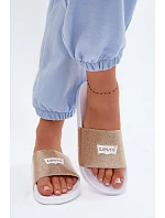 Dámské Mládežnické Pantofle LEVI'S VPOL0251S-3923 Zlaté s třpytkami Dámské Mládežnické Pantofle LEVI'S VPOL0251S-3923 Zlaté s třpytkami