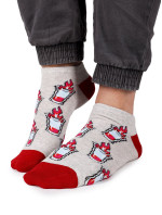 Yoclub Kotníkové vtipné bavlněné ponožky vzor 3 barvy šedé