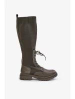 Nazouvací kozačky s ponožkovým svrškem tmavě zelené Iranel