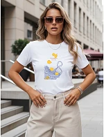 Klasické dámské tričko s potiskem citronů, bílé, FashionStreet NX8023RY Klasické dámské tričko s potiskem citronů, bílé, FashionStreet NX8023RY