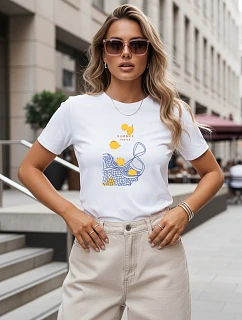 Klasické dámské tričko s potiskem citronů, bílé, FashionStreet NX8023RY