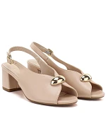 Dámské béžové sandály na podpatku Sergio Leone SK469