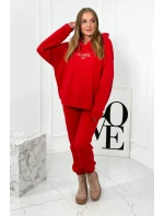 Izolovaná bavlněná souprava, mikina s vyšívacími + kalhotami červený