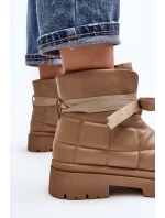 Dámské kotníčkové boty se šitím a šněrováním khaki Bizzanti Dámské kotníčkové boty se šitím a šněrováním khaki Bizzanti