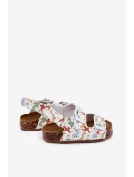 Dětské sandály na korkové podrážce s přezkami dinosauři multikolor Thessa