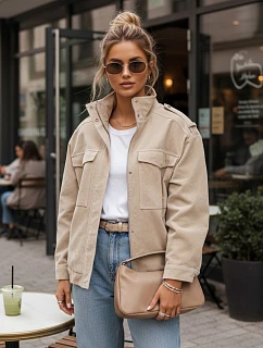 Dámská semišová bunda bomber TY5653 béžová - FashionStreet