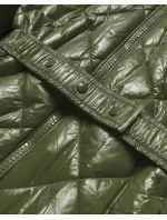 Lesklá zimní bunda v khaki barvě s mechovitou kožešinovou podšívkou (w756) Lesklá zimní bunda v khaki barvě s mechovitou kožešinovou podšívkou (w756)