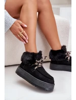 Dámské zavazovací sněžky s hrubou podrážkou černé Loso