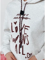 Dámská mikina oversize LOVEWILL šedá FashionStreet BY1468 Dámská mikina oversize LOVEWILL šedá FashionStreet BY1468