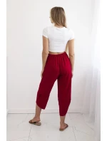 Kalhoty se širokými nohavicemi a kapsami Burgundsko Kalhoty se širokými nohavicemi a kapsami Burgundsko