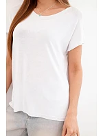 Dámská viskózová oversize halenka s krátkým rukávem a kulatým výstřihem bílá Dámská viskózová oversize halenka s krátkým rukávem a kulatým výstřihem bílá