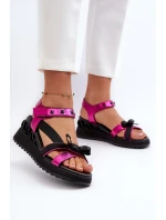 Dámské sandály s mašlí D&A CR956 fuchsie