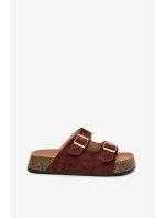 Dámské pantofle na korkové platformě se zlatými sponami Tovessa