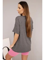 Dámský komplet s volnou blůzou a přiléhavými šortkami grafitový