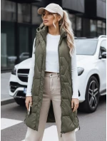Dámská dlouhá prošívaná zelená vesta FashionStreet TY5264