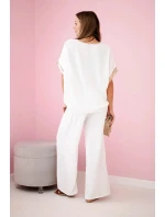 Viskózový komplet se zlatým lemováním ecru