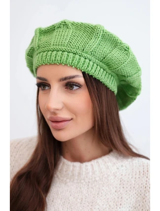 Dámská zimní vlněná čepice baret K414 zelená
