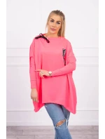 Oversize mikina s asymetrickými boky růžová neonová Oversize mikina s asymetrickými boky růžová neonová